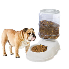 Yuiopy Automatic Dog Feeder Station front view shows steady gravity feeding for large dogs during busy days.