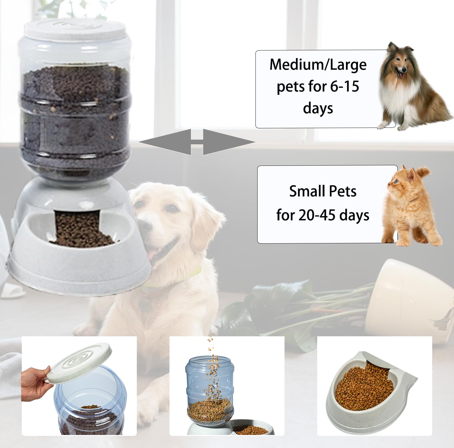 Yuiopy cat-feeder-for-multi-pet-homes shows automatic cat feeder for households with cats and dogs, helping manage mixed-pet meals.