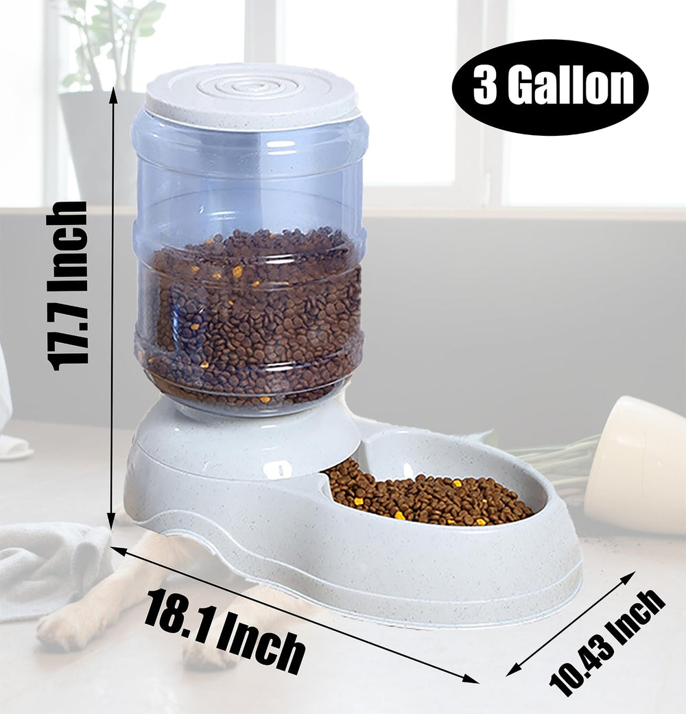Yuiopy gravity-dog-food-dispenser-large-dogs demonstrates a 3-gallon capacity reducing refills during travel.