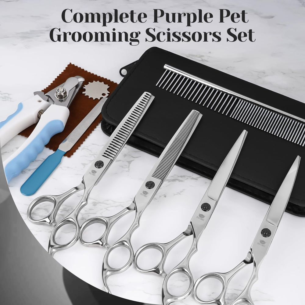 YUJINXI dog grooming thinning scissors for blended texture and smooth finish.
