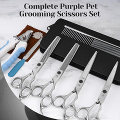 YUJINXI dog grooming thinning scissors for blended texture and smooth finish.