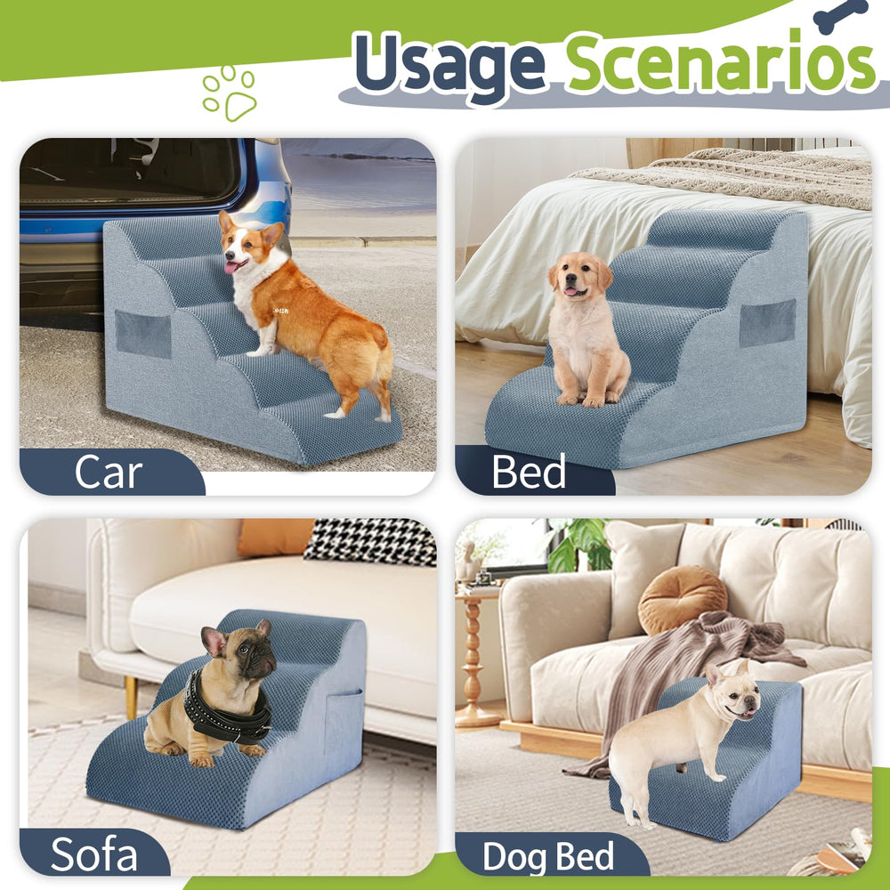 Yukfona dog stairs assembly and use near a bed for easy setup