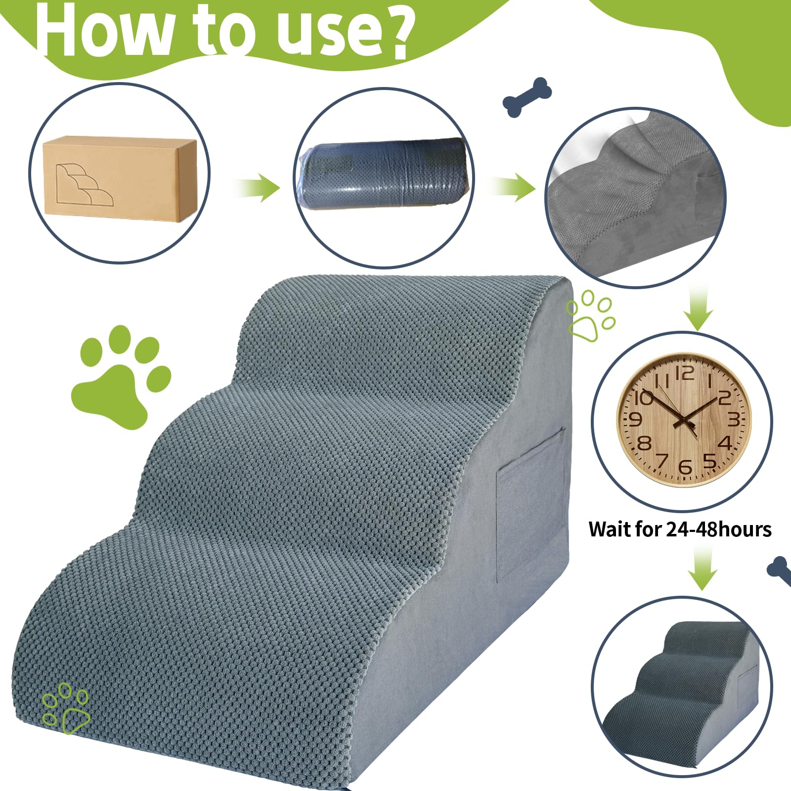 Yukfona dog stairs foam-core base demonstrates durable, lightweight construction