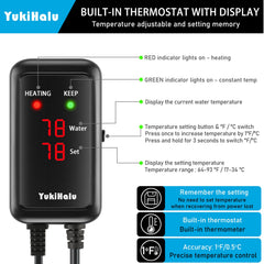 YukiHalu Aquarium Heater compatible with 10-120 gallon tanks for freshwater or saltwater