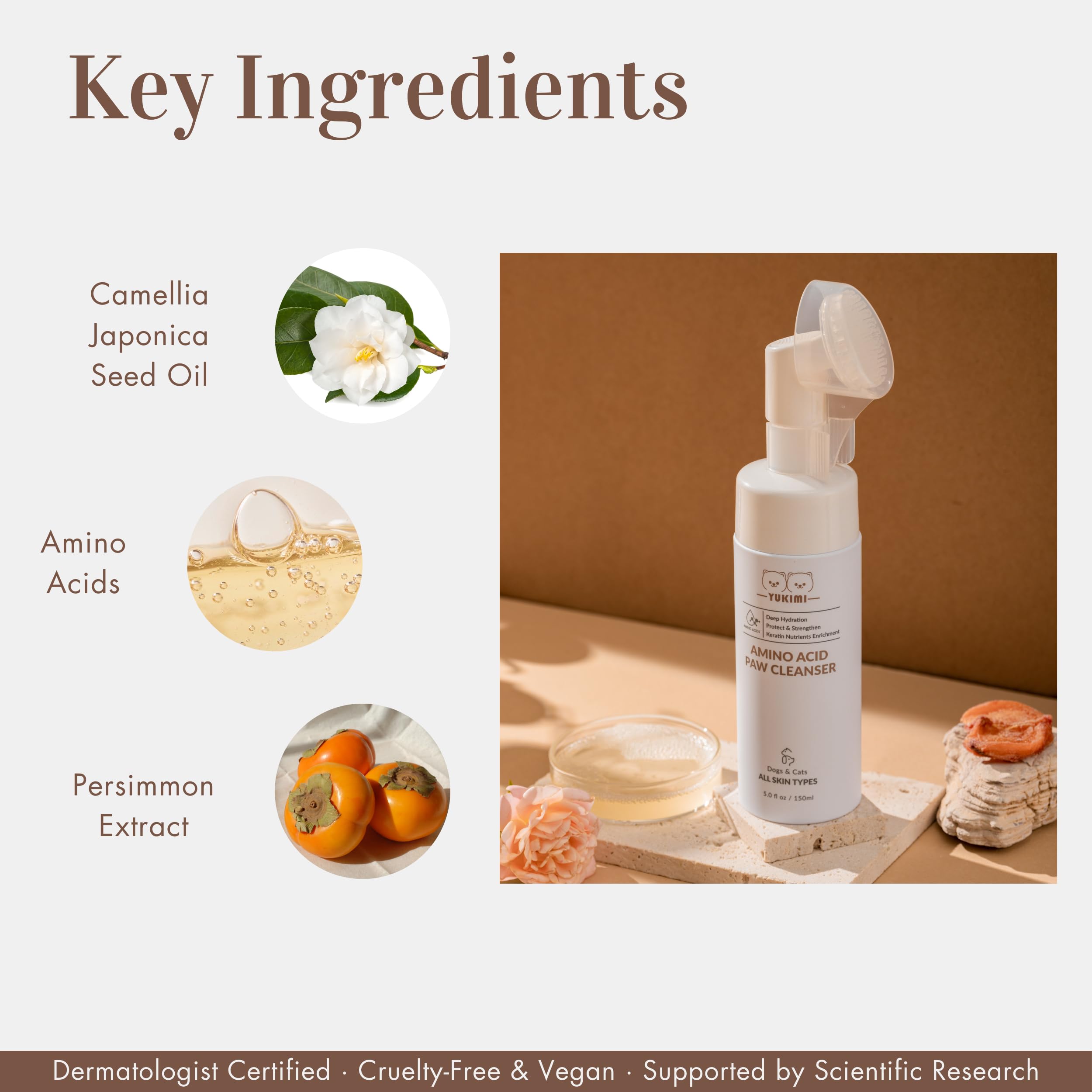 YUKIMI amino-acid paw cleanser foaming action for fresh-smelling paws