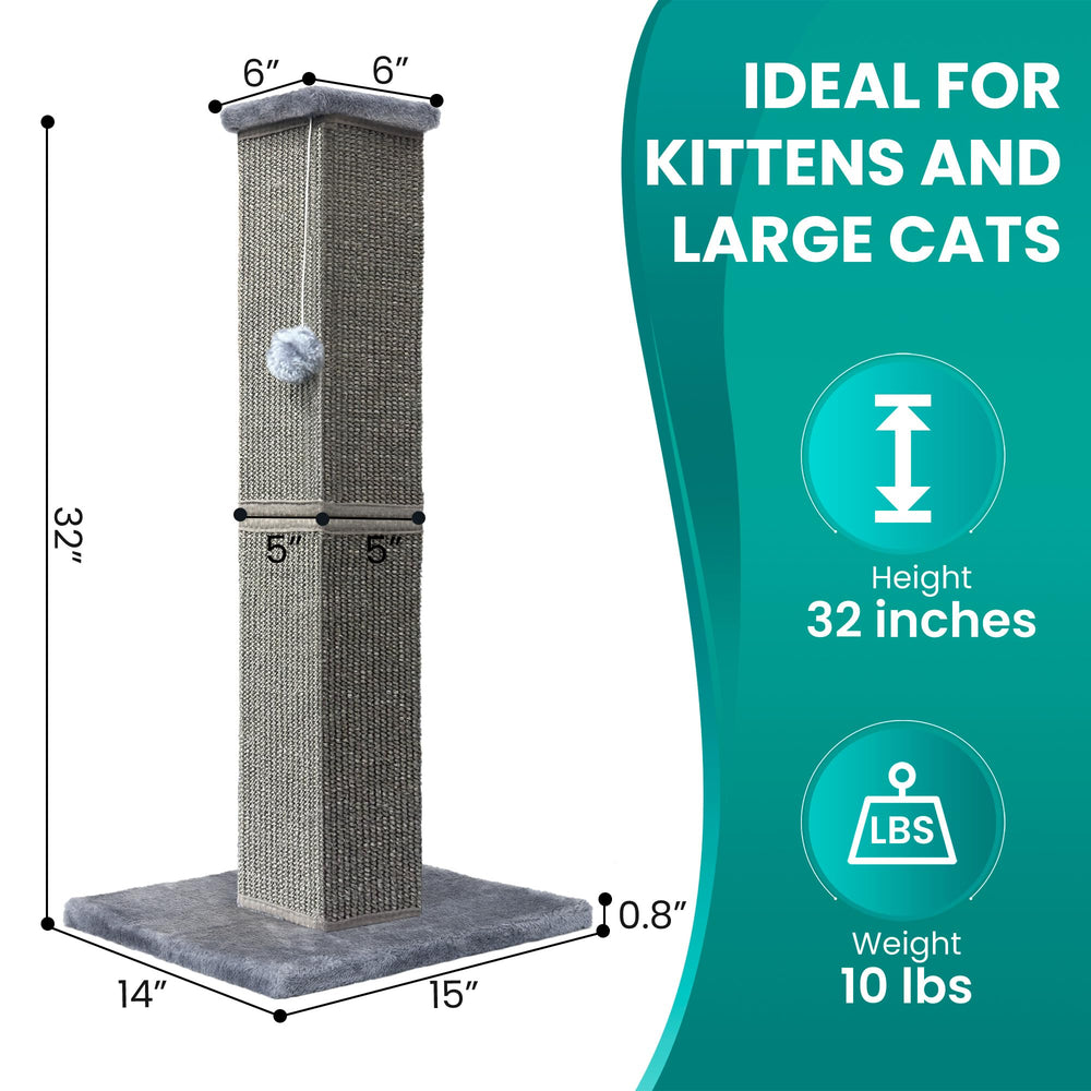 YULOYI natural sisal tall post highlights durable scratching surface for cats.