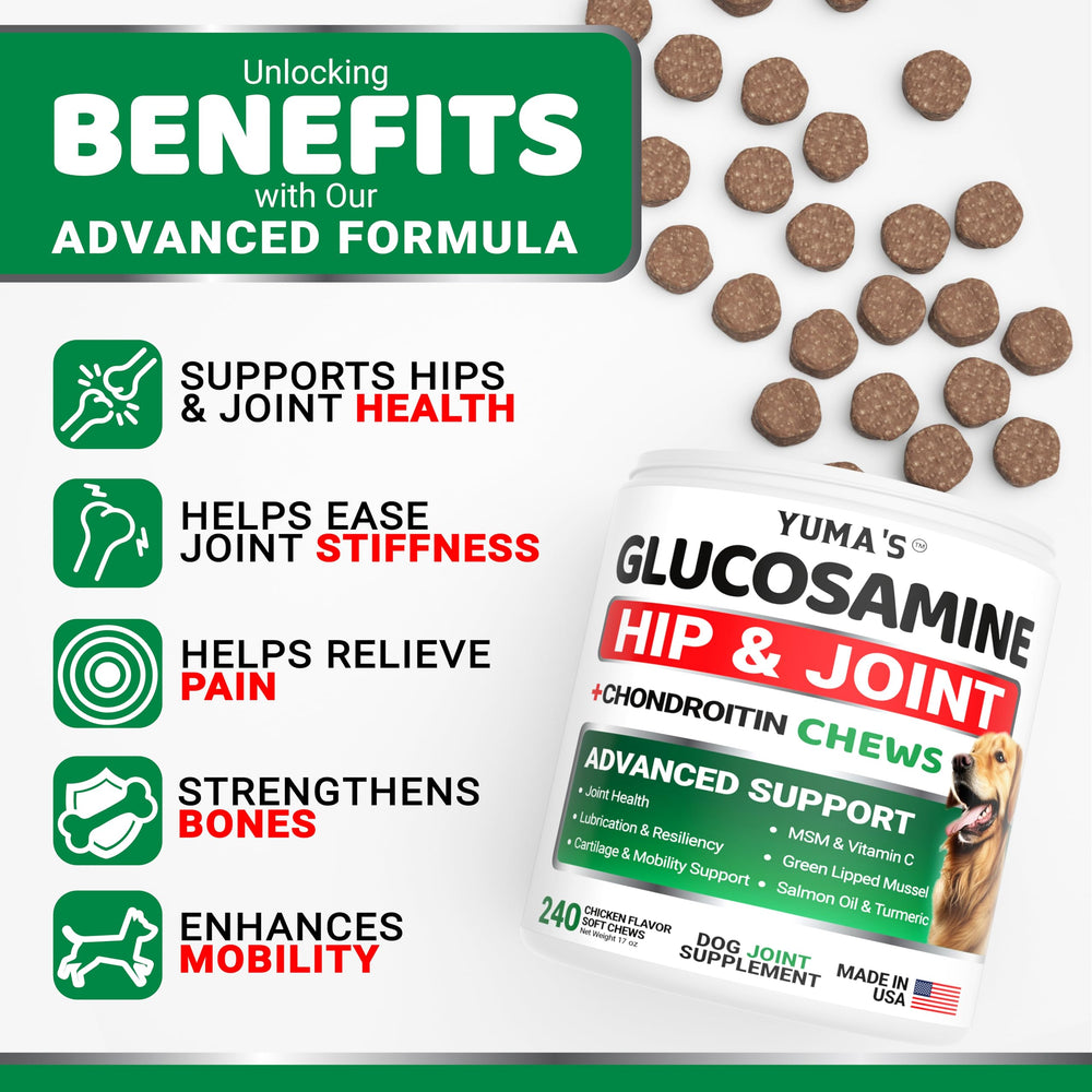 YUMA'S Glucosamine Dogs 240 chews large dog image demonstrates suitability for bigger breeds.