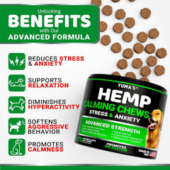 YUMA'S hemp calming chews closeup shows soothing botanicals