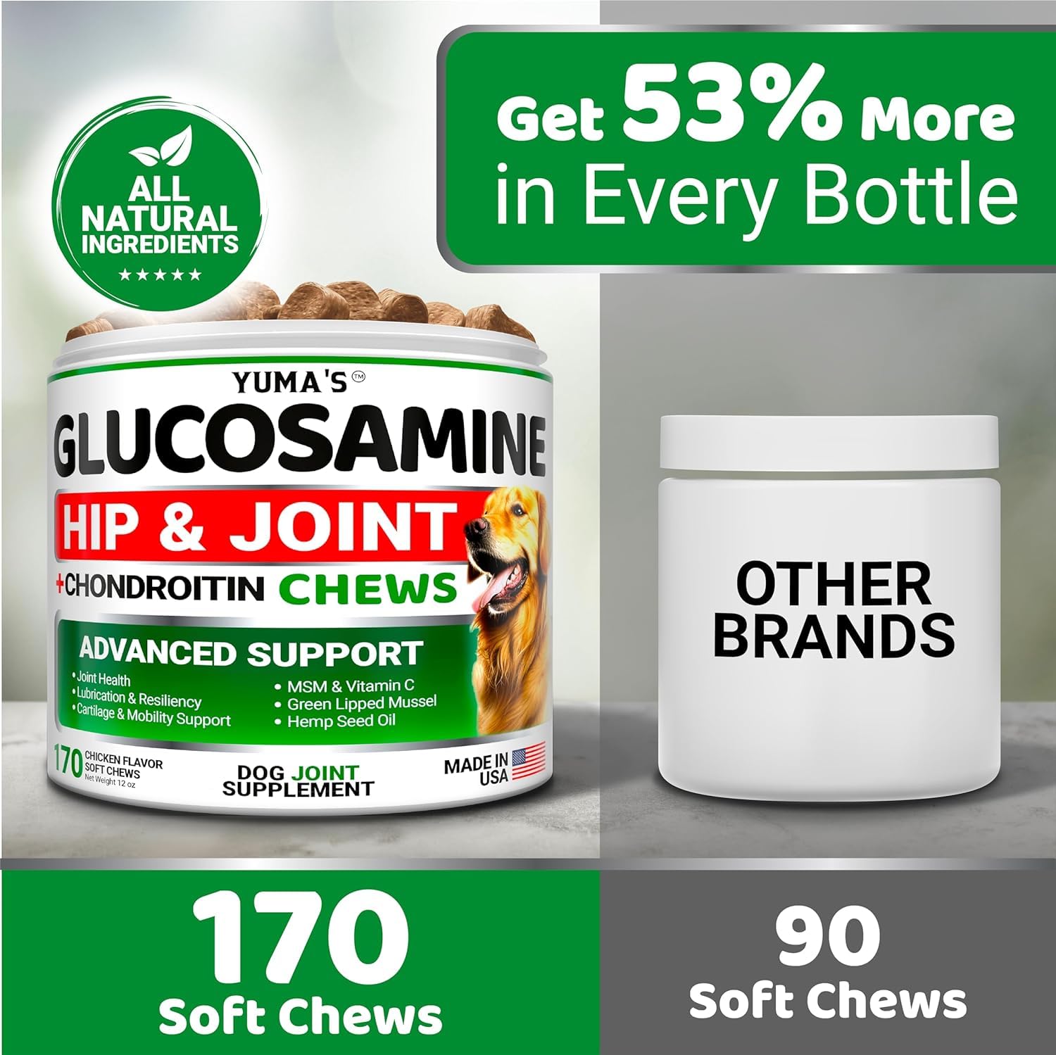 YUMA'S hip and joint support chews for dogs.