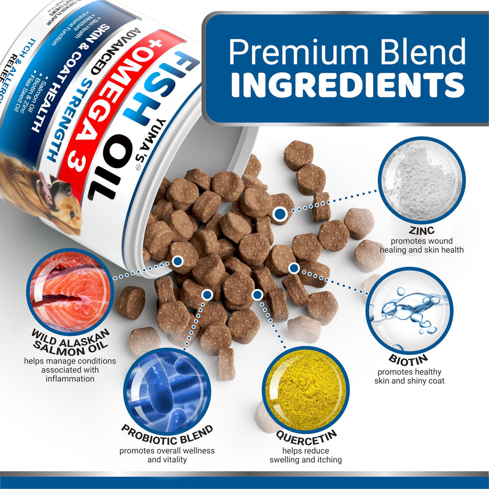 YUMA'S Omega-3 dog chews salmon oil emphasizes premium fatty acids for coat shine