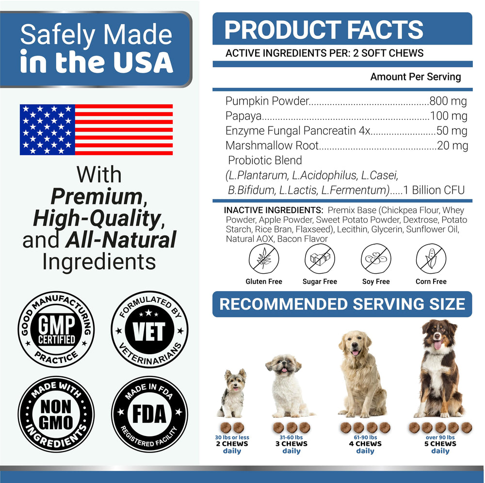 YUMA'S Probiotics for Dogs all-ages use illustration indicating versatile canine digestive support