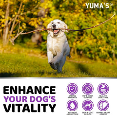 YUMA'S vitamins suitable for puppies to seniors supporting daily wellness.