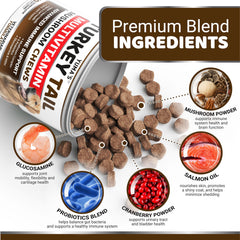 YUMA'S Turkey Tail dog chews promote healthy skin and coat.