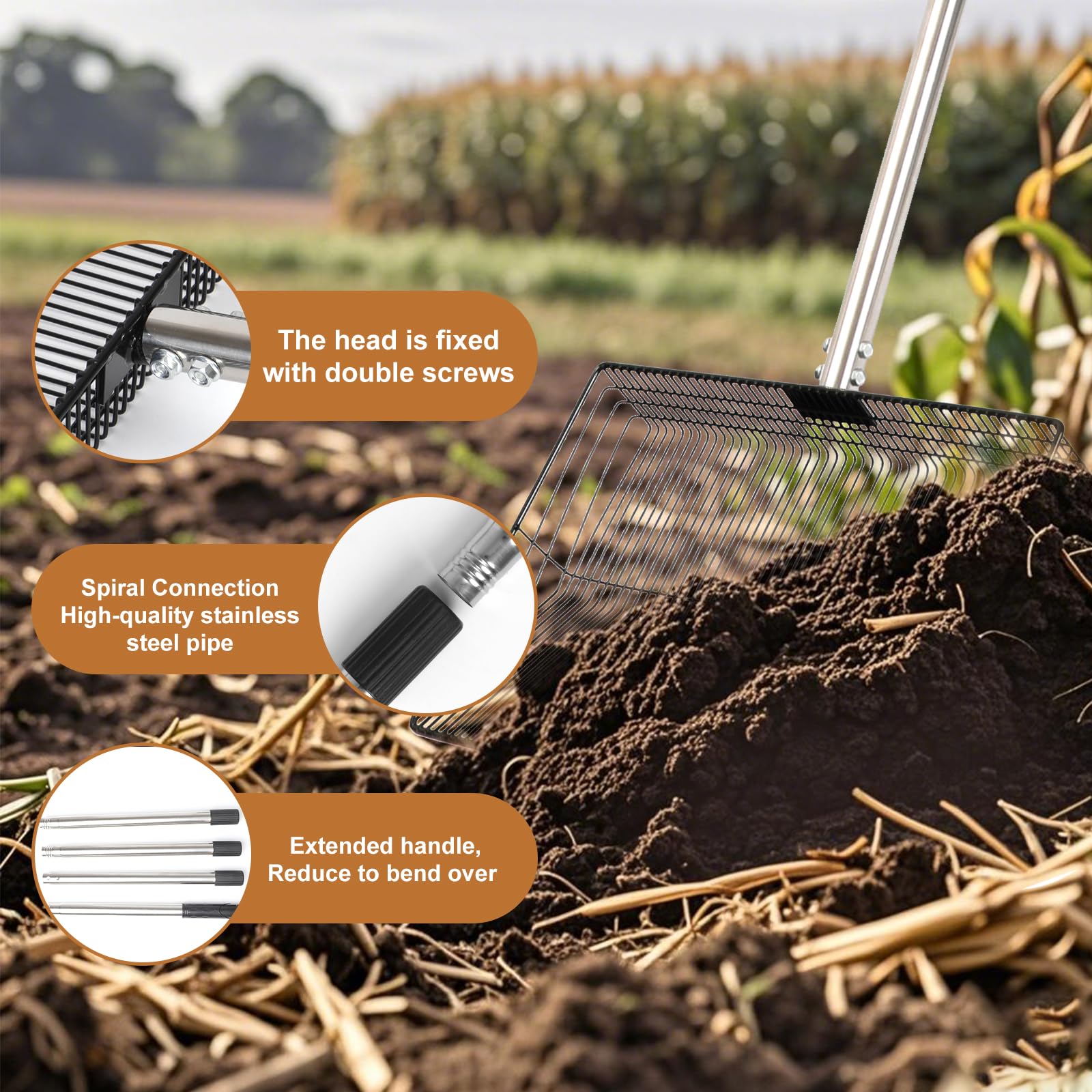 YUMEKA stainless steel coop scoop highlights anti-rust durability in daily use.
