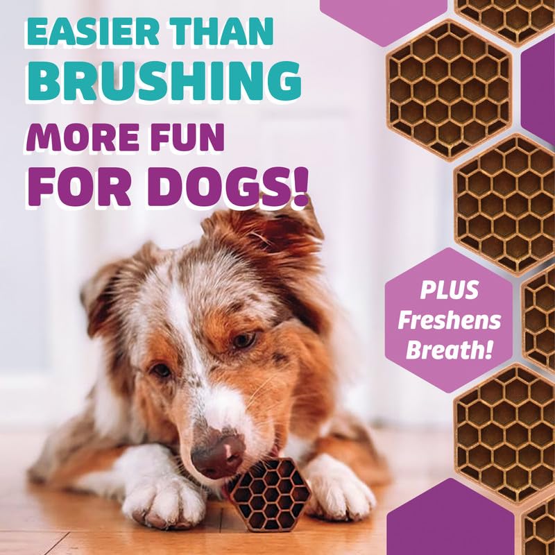 Yummy Combs honeycomb-closeup depicts 360-degree cleaning action for thorough tooth care