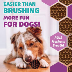 Yummy Combs honeycomb-closeup depicts 360-degree cleaning action for thorough tooth care