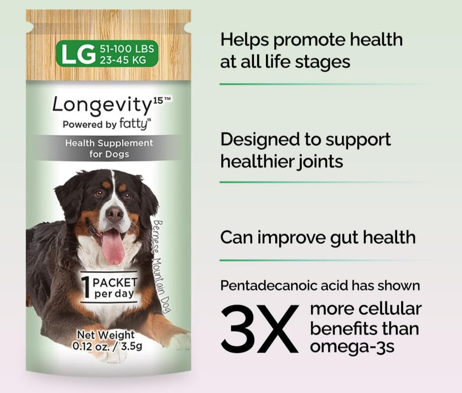 Yummy Combs Longevity15 bottle close-up showing vet-tested wellness design