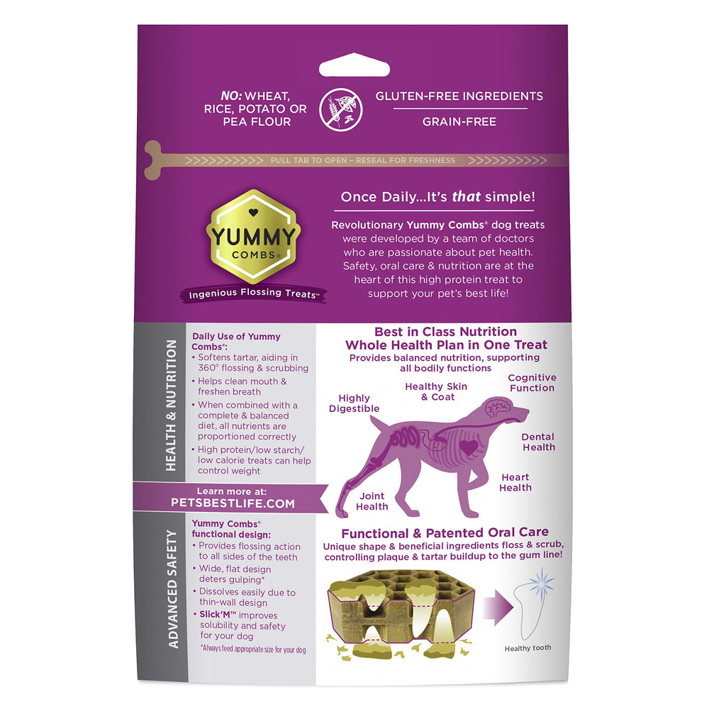 Yummy Combs packaging-6-count-12oz visual highlights convenient bulk packaging.