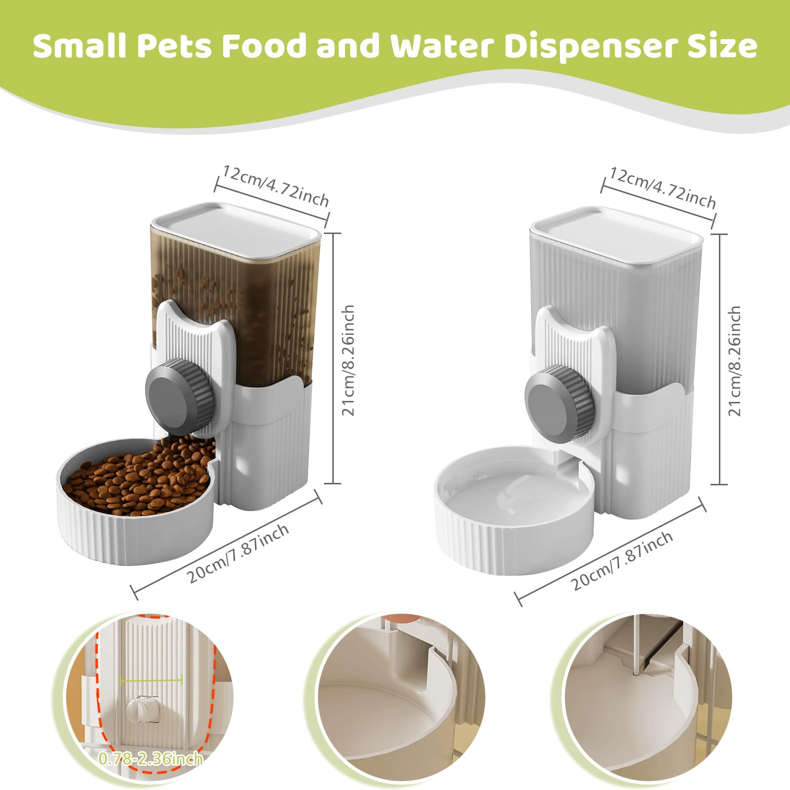 Yummy Sam 1L gravity feeder setup for easy access to food and water.