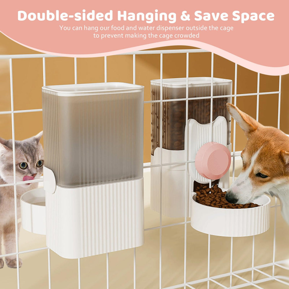 Yummy Sam kennel feeding station pink helps organize meals inside a crate.