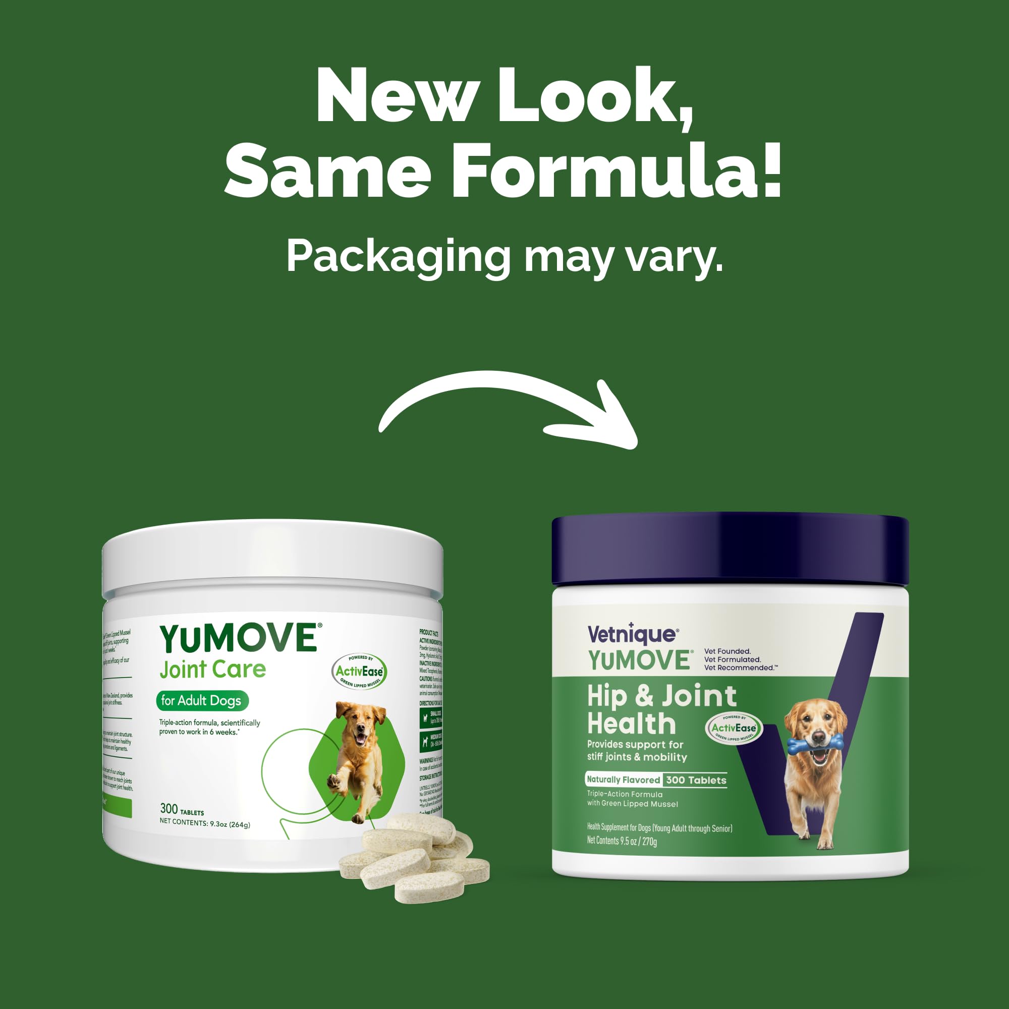 YuMOVE Advanced Strength Chews bottle shows boosted omega-3 for daily mobility.