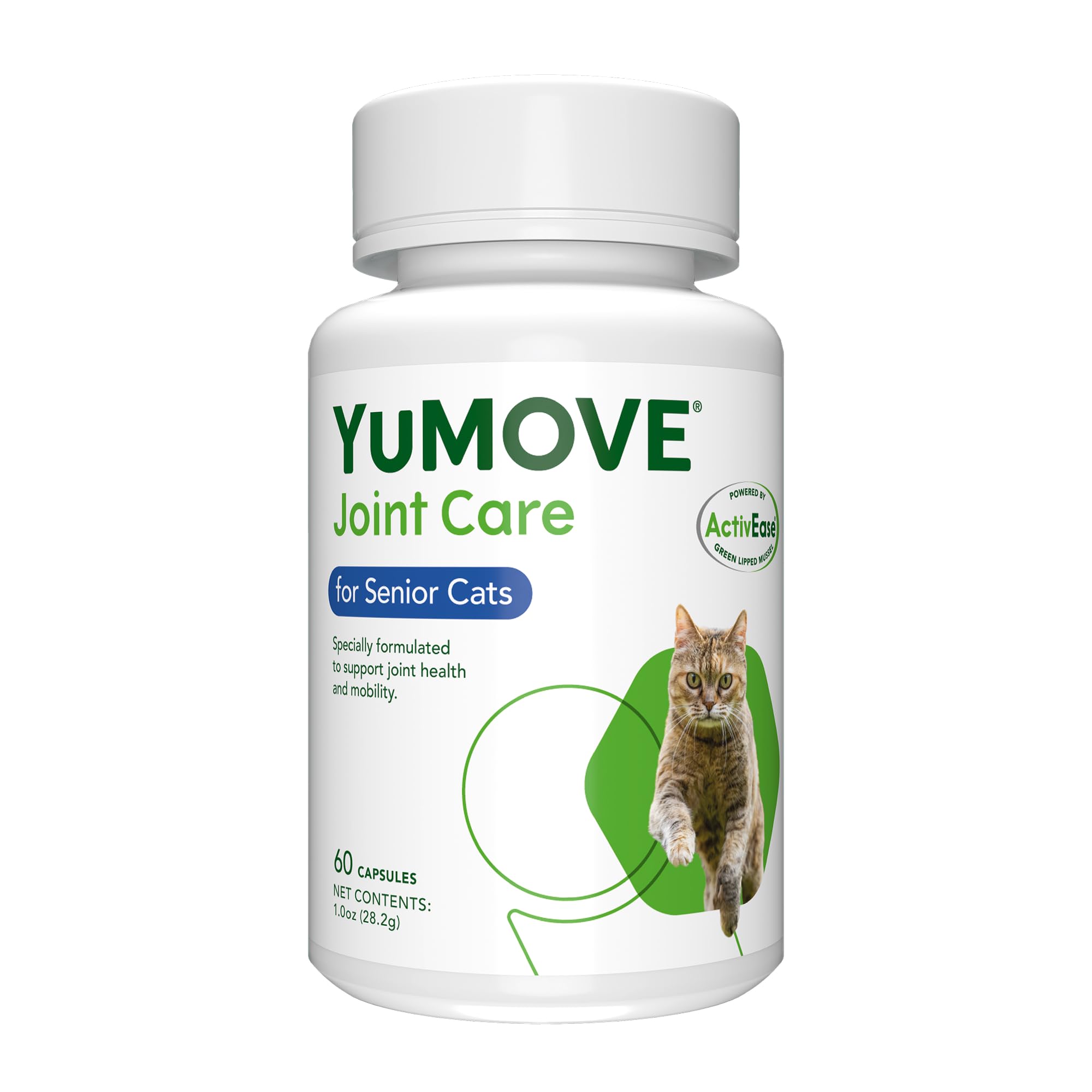 YuMOVE cat joint supplement bottle showing senior mobility support.