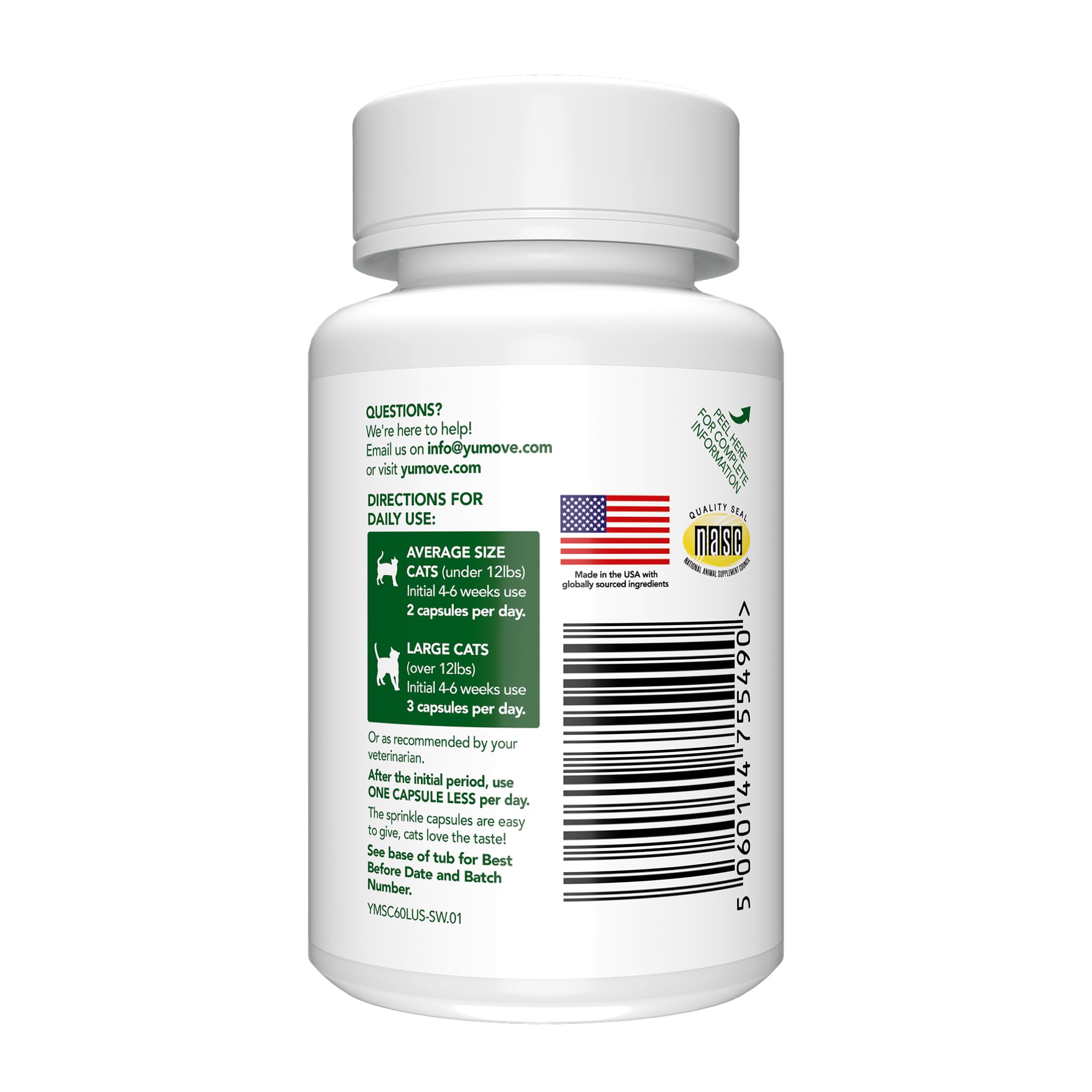 YuMOVE glucosamine chondroitin capsules for feline joint health.