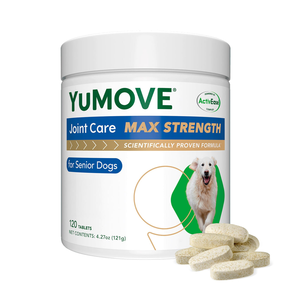 YuMOVE senior dog hip joint supplement bottle supports mobility