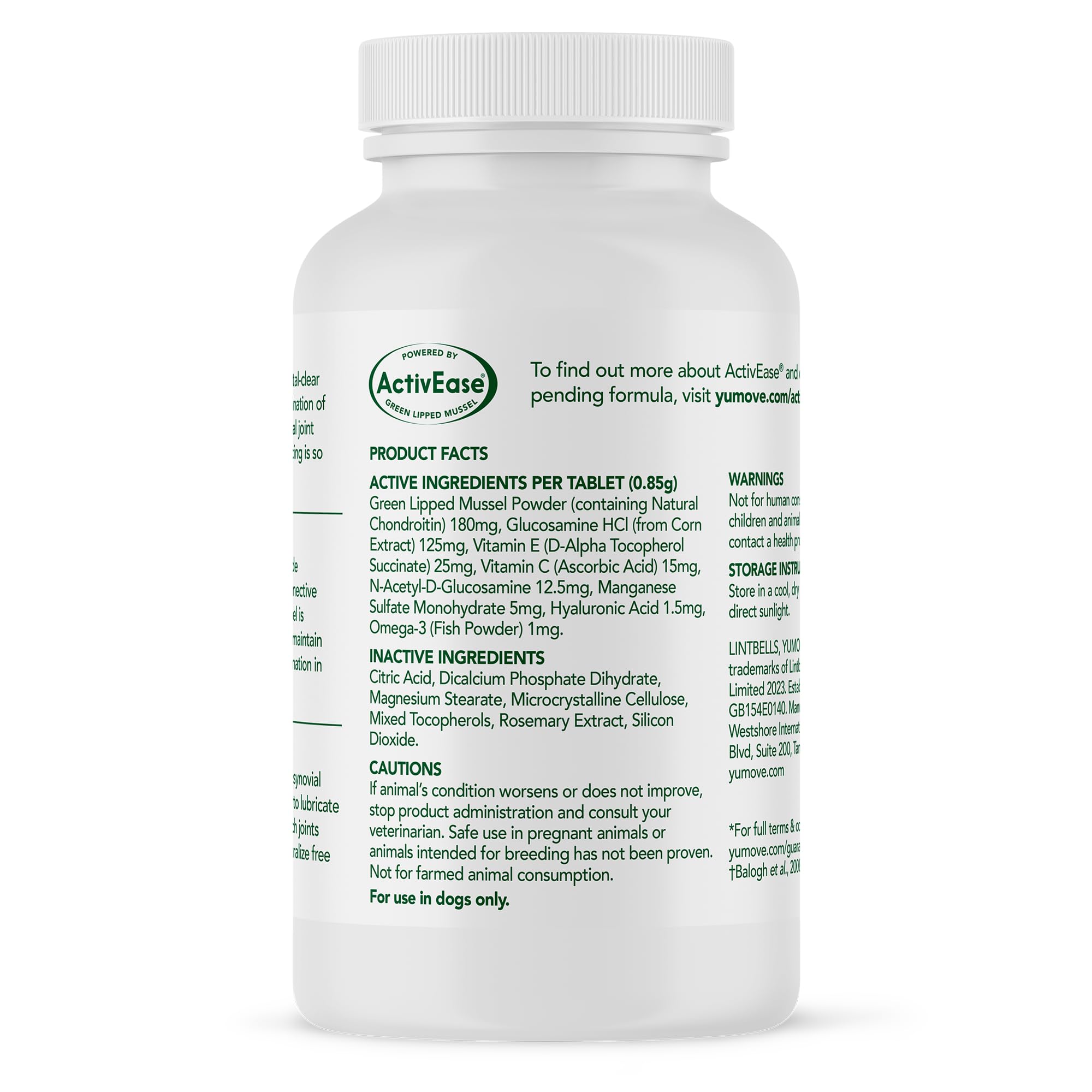 YuMOVE tablets-closeup shows chewable joint-support formulation.
