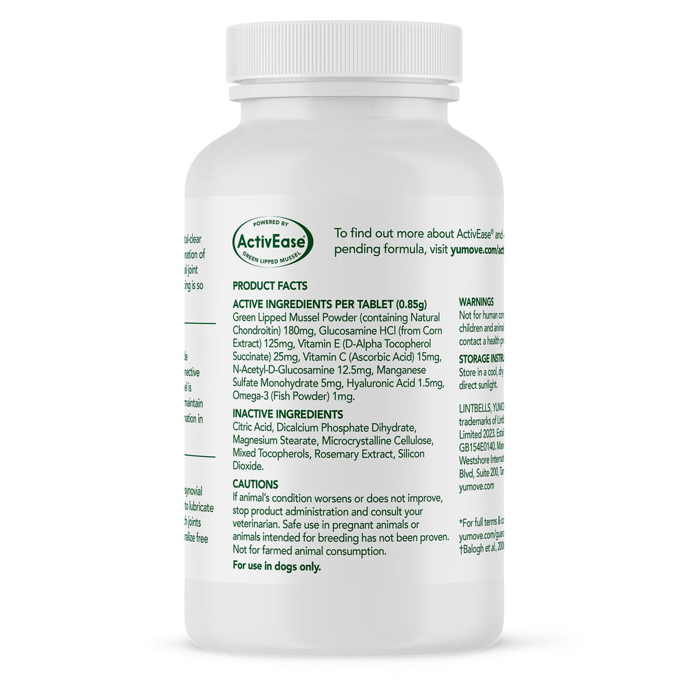 YuMOVE tablets-closeup shows chewable joint-support formulation.