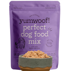 Yumwoof Perfect Dog Food Mix healthy-grains-bag shows a wholesome base for balanced meals.