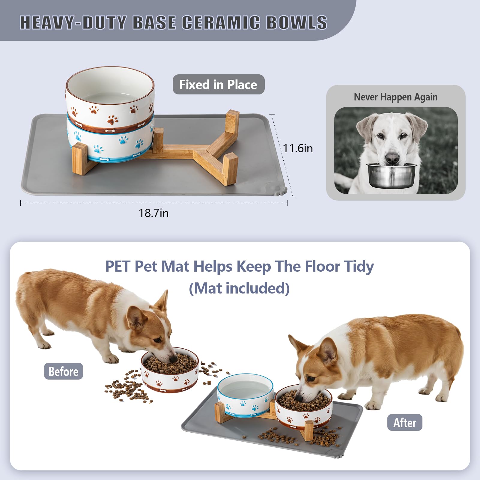 YUN TAO chip-resistant ceramic ensures long-lasting pet bowls.