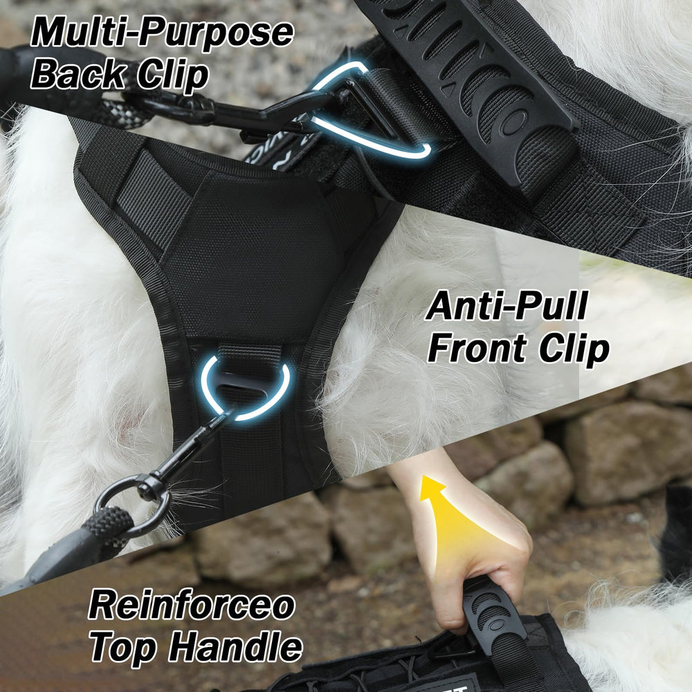 Yungaspy Black Tactical Harness shows 1000D nylon construction for durable outdoor use