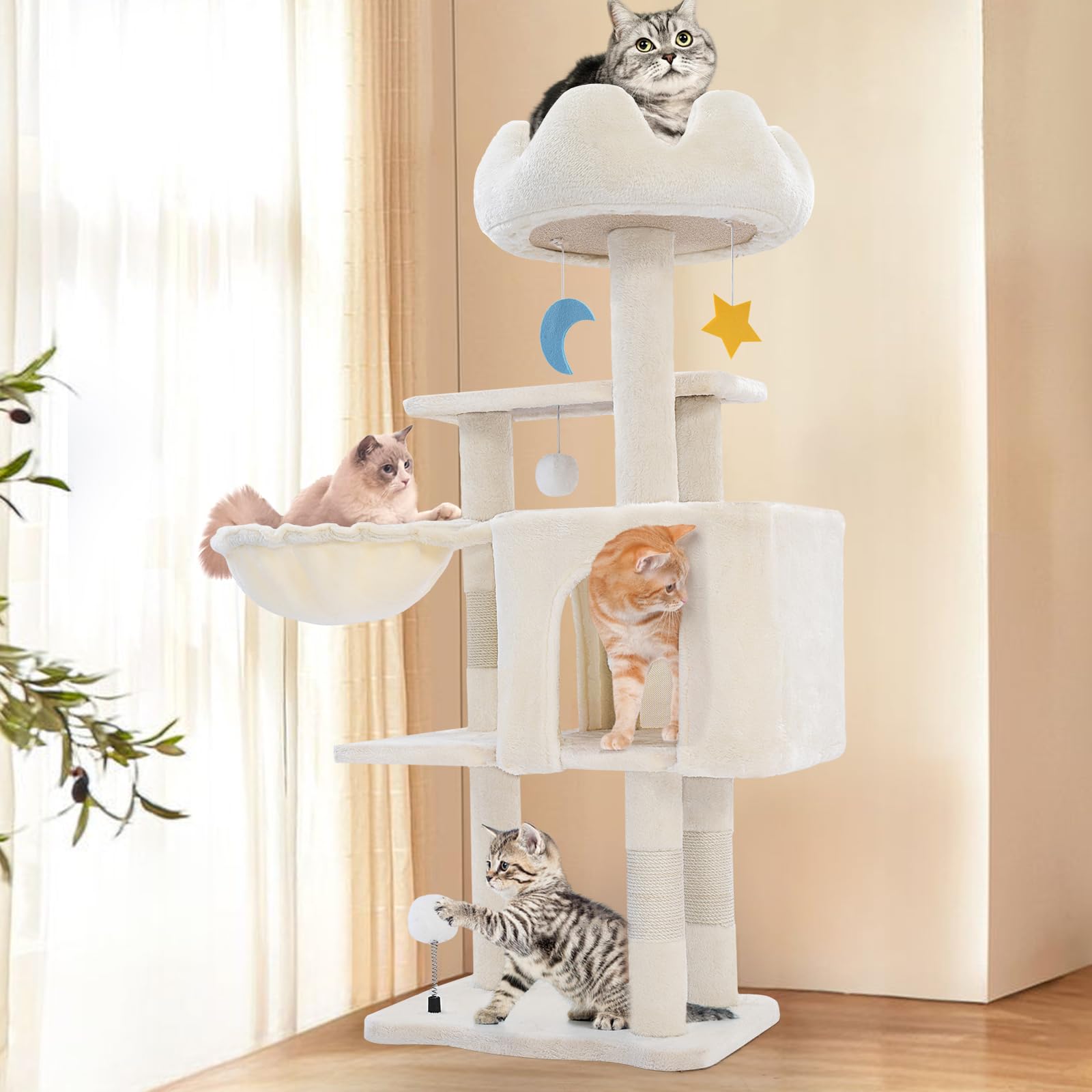 Yungaspy cat-tree 40-inch height maximizes vertical exploration for indoor cats.