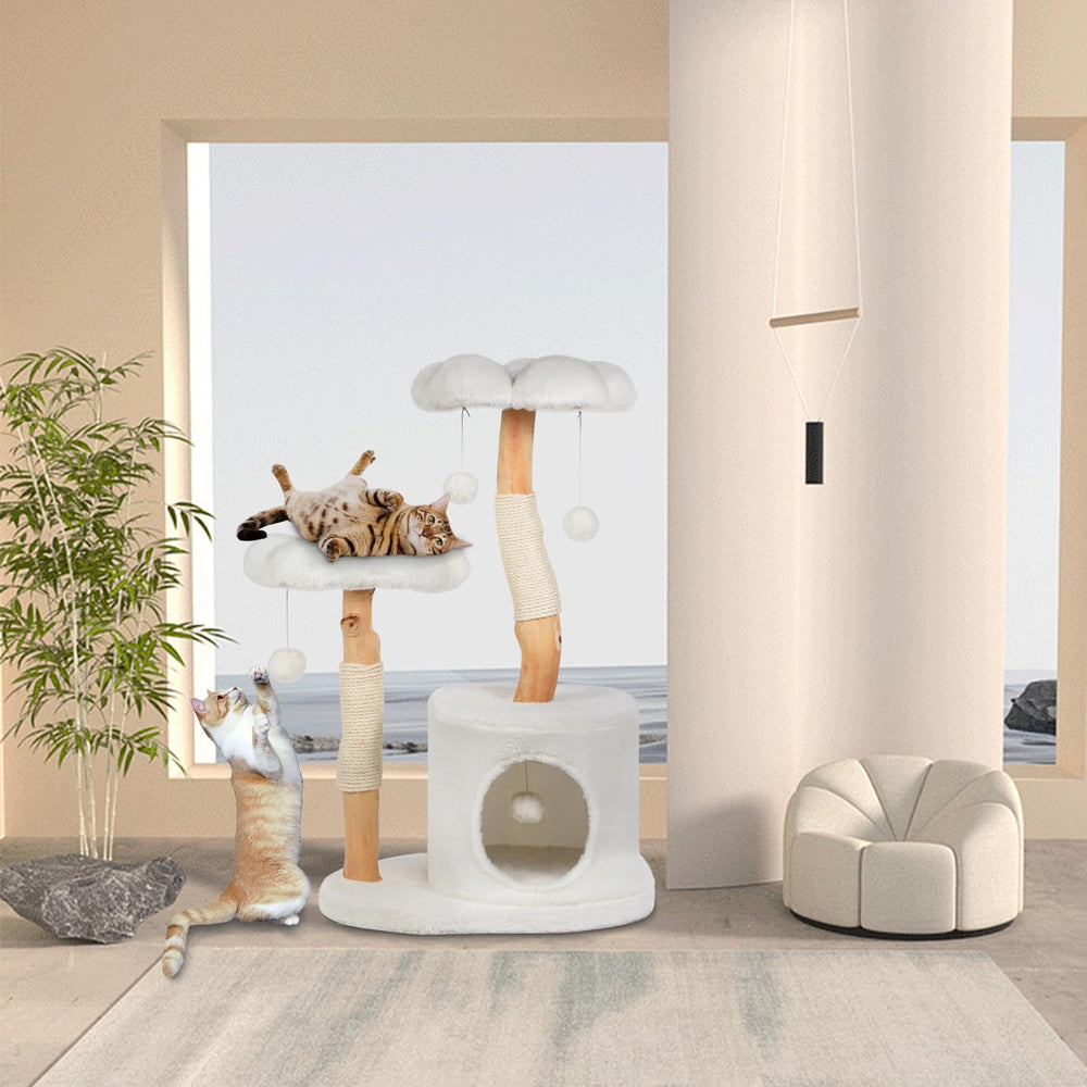 Yungaspy cat tree condo plush offers a soft hideaway for restful breaks.