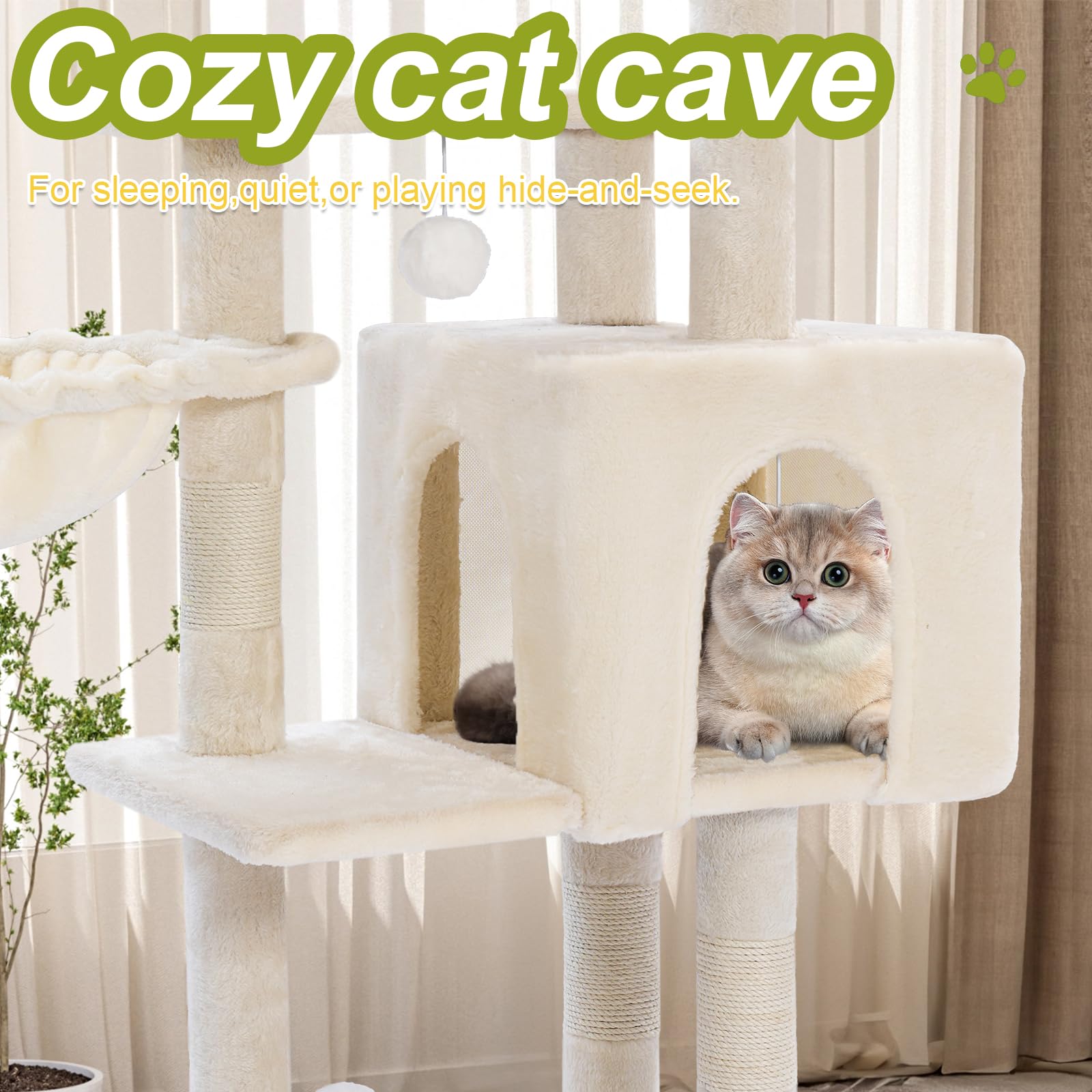 Yungaspy cat-tree metal frame stability keeps taller tower steady during play.