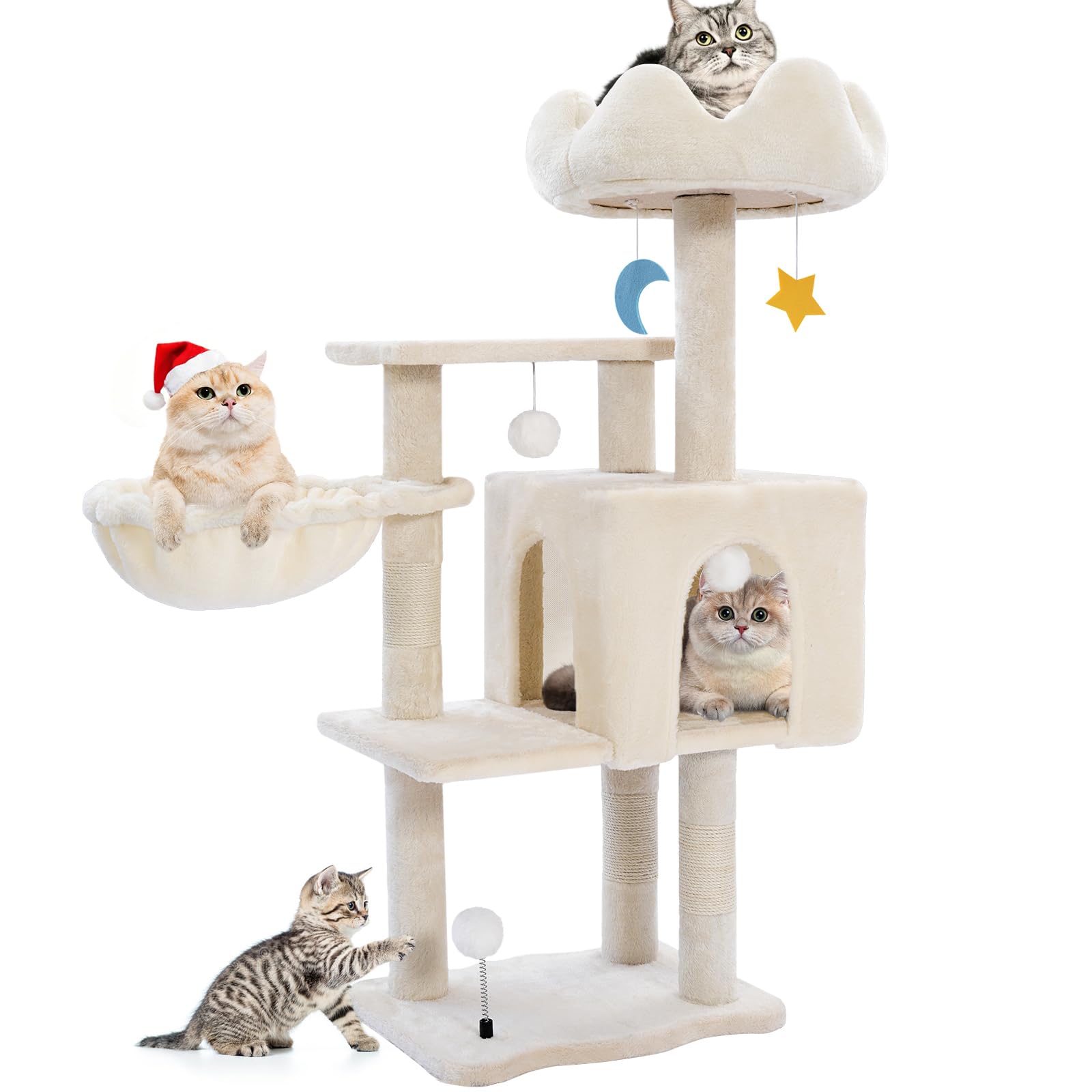 Yungaspy cat-tree top perch provides elevated viewing and a cozy resting spot.