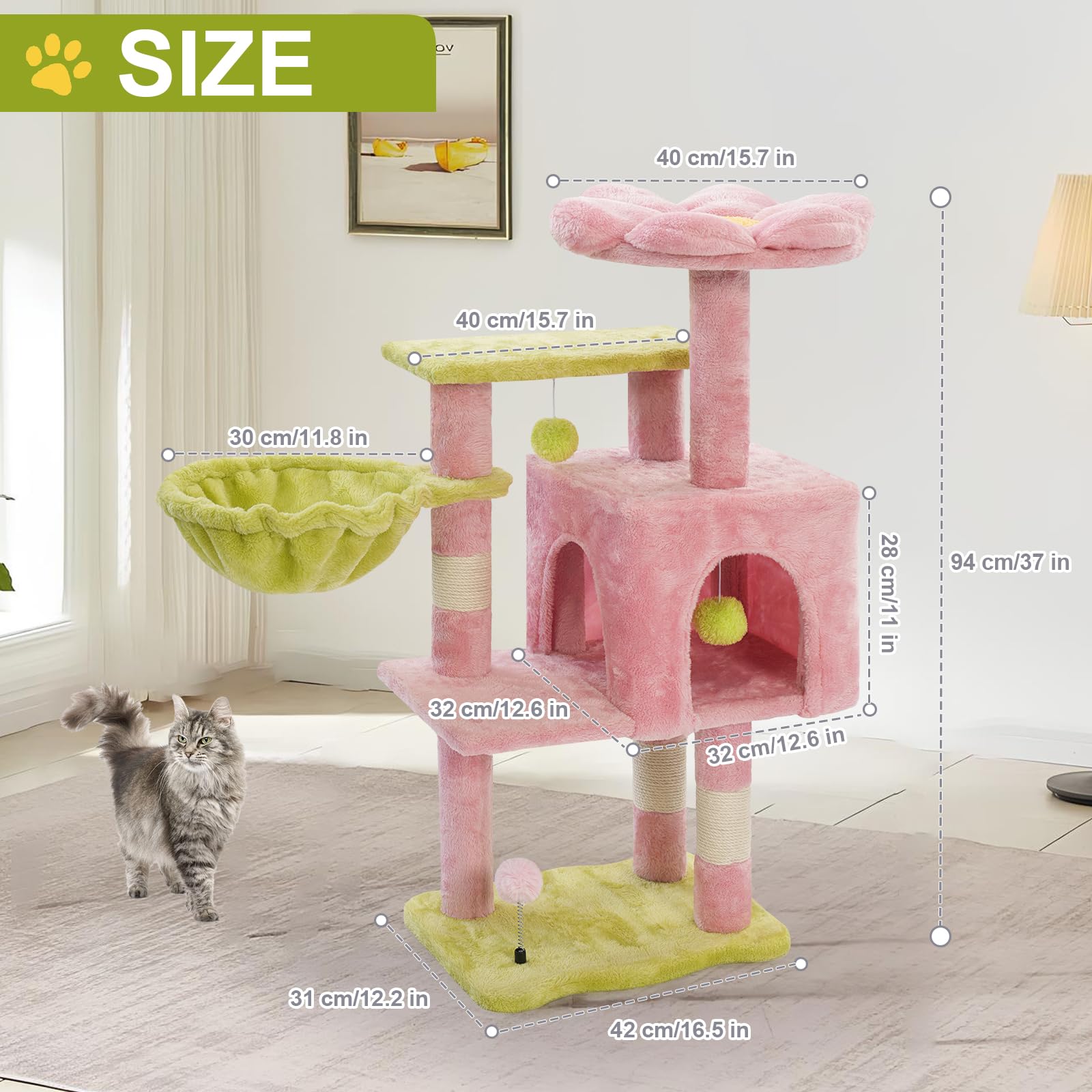 Yungaspy cat tree bottom-heavy design improves stability for confident climbers.