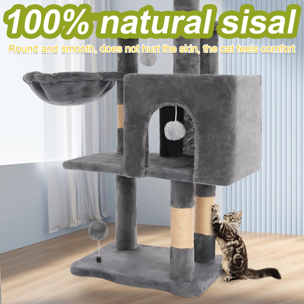 Yungaspy multi-cat friendly cat tree supports several play zones