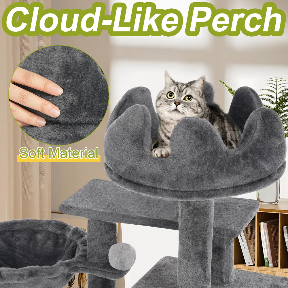 Yungaspy private condo on cat tree for quiet retreat and snoozing