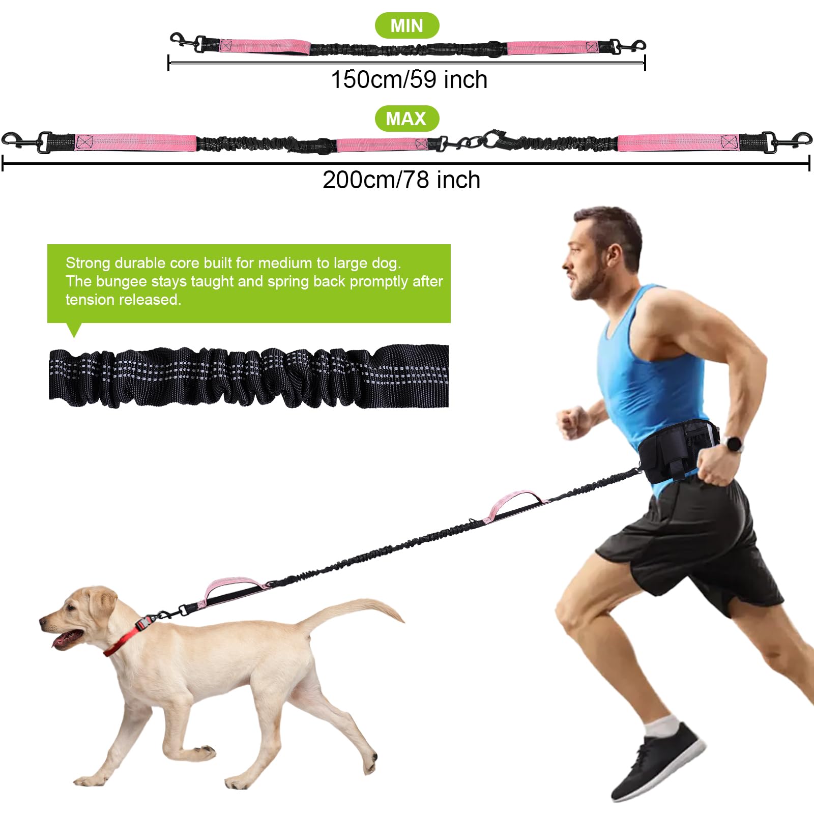 Yungaspy dual padded handles pink leash provides secure grip during controlled walks.