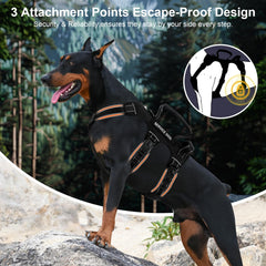 Yungaspy escape-proof dog harness back view with handles and reinforced straps for control