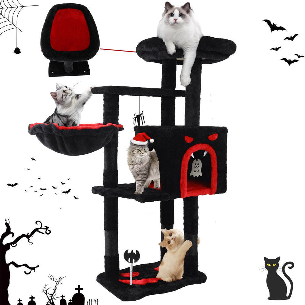 Yungaspy Gothic Cat Tree top perch offers a lofty view for alert cat observation.