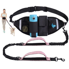 Yungaspy hands-free dog leash pink with adjustable belt for effortless hands-free walking.
