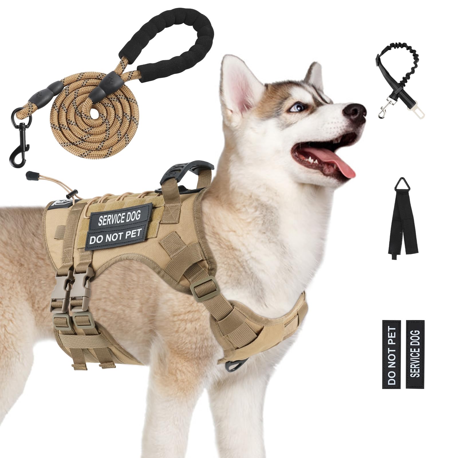 Yungaspy No Pull Harness front view in brown, comfortable for daily medium-dog walks.