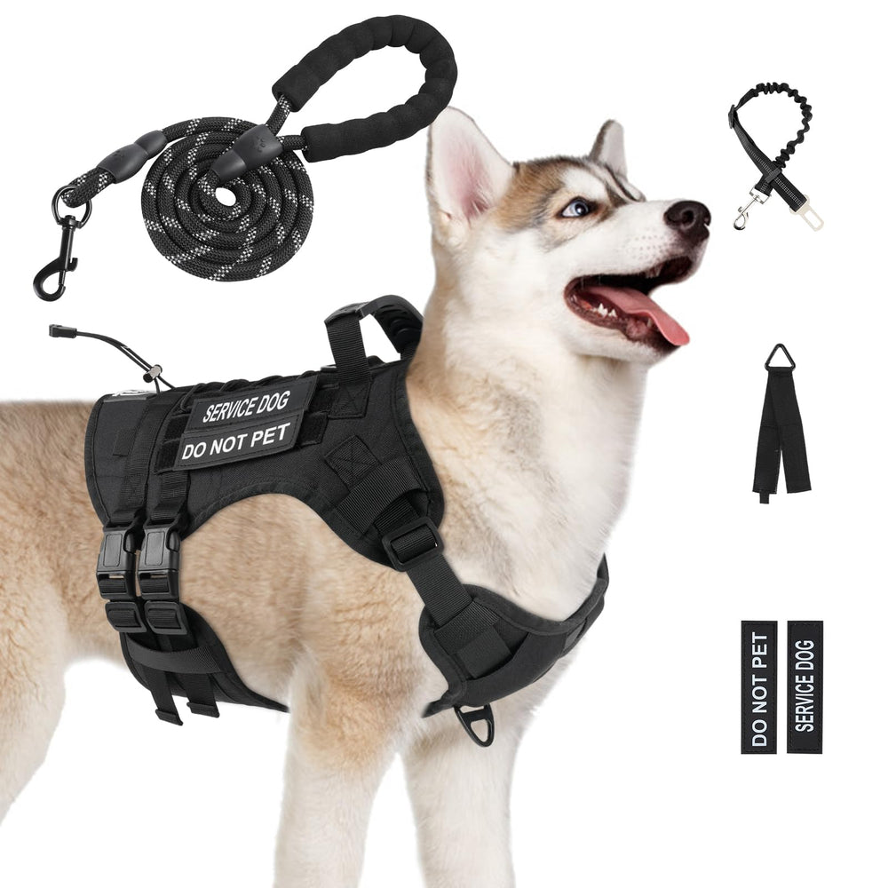 Yungaspy No Pull Tactical Dog Harness front view highlights secure fit for daily walks