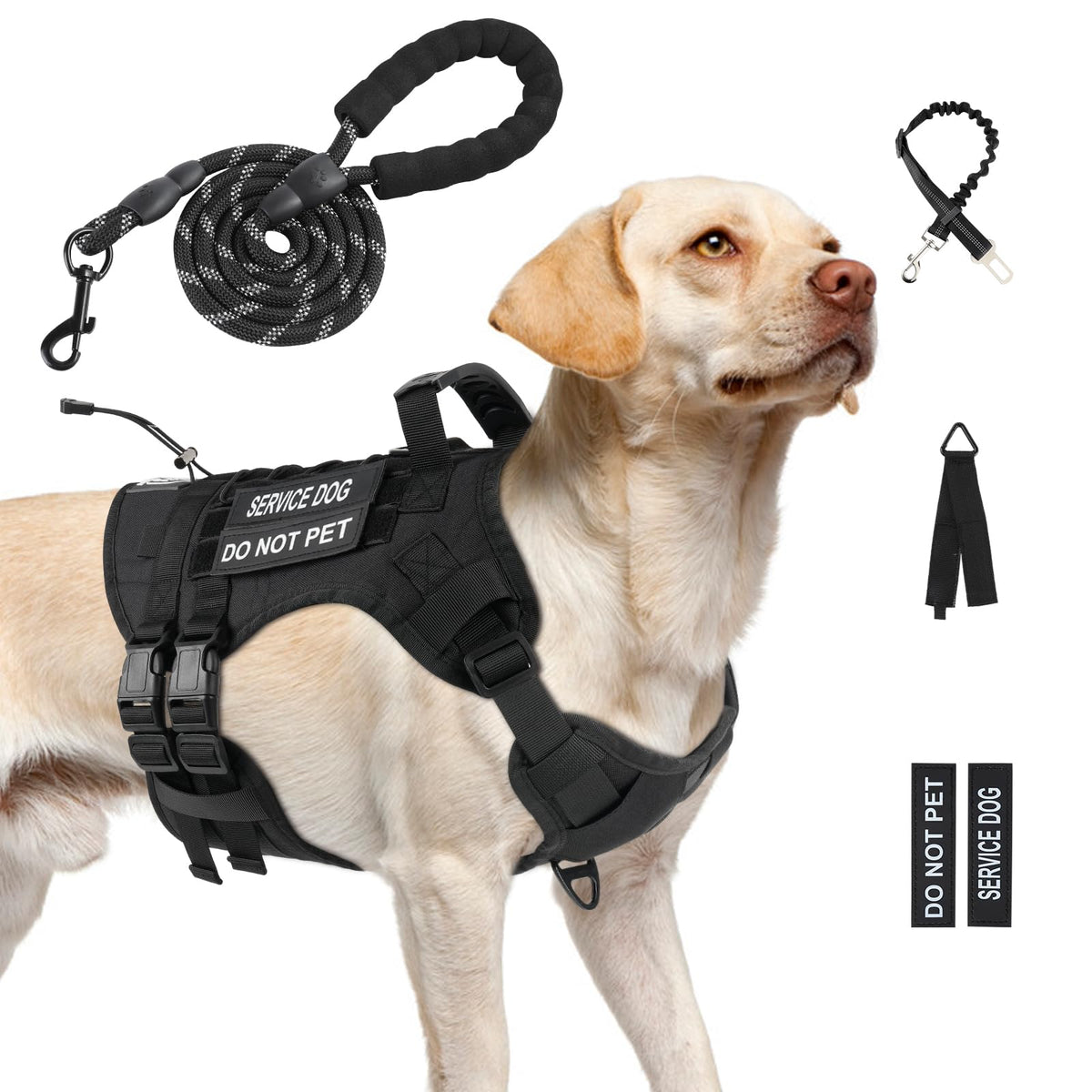 Yungaspy No Pull Tactical Harness front view with sturdy handle for easy lifting during car rides