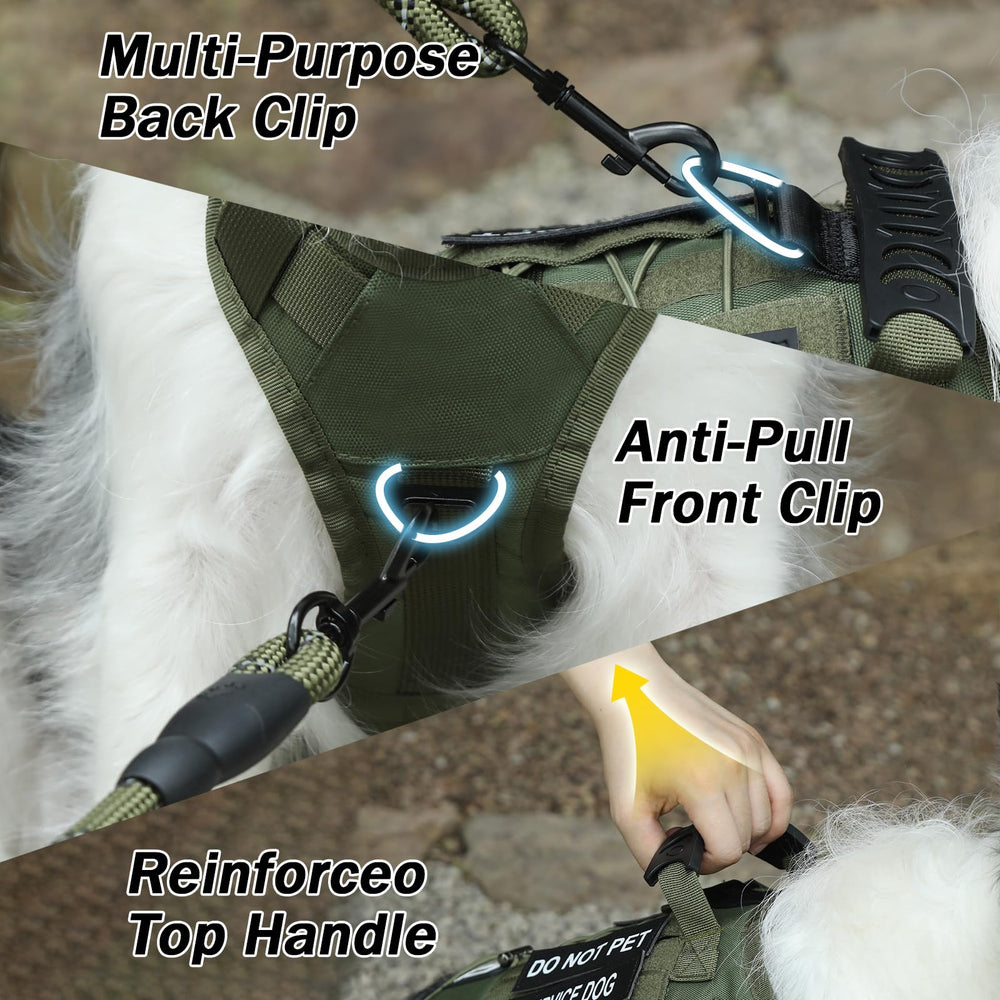 Yungaspy No Pull Tactical Harness highlighting two D-rings and secure handle.