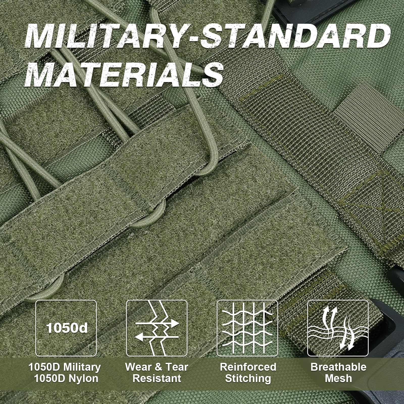 Yungaspy No Pull Tactical Harness side with Molle panels for gear attachment