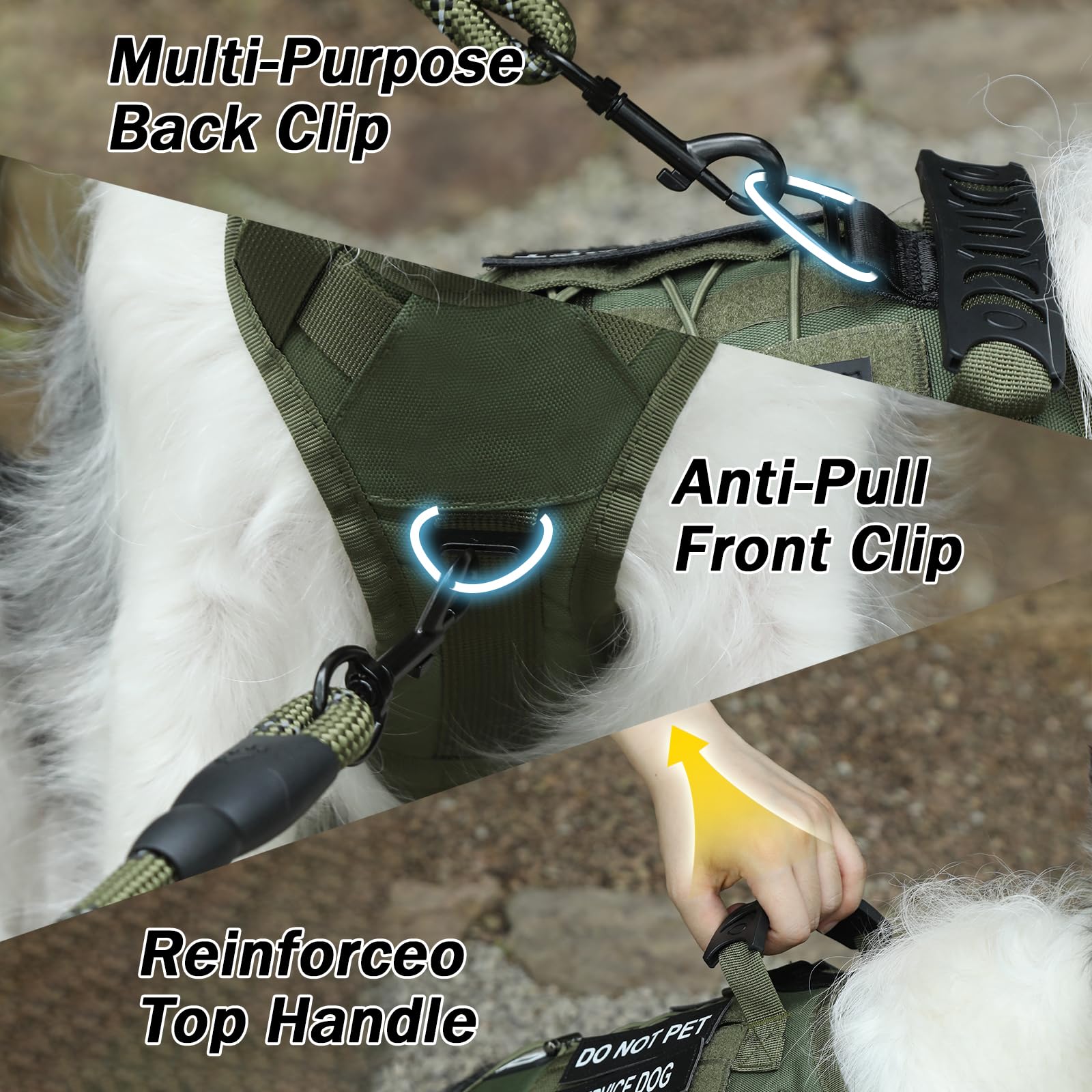 Yungaspy No Pull Tactical Harness close-up of sturdy handle for quick car entry